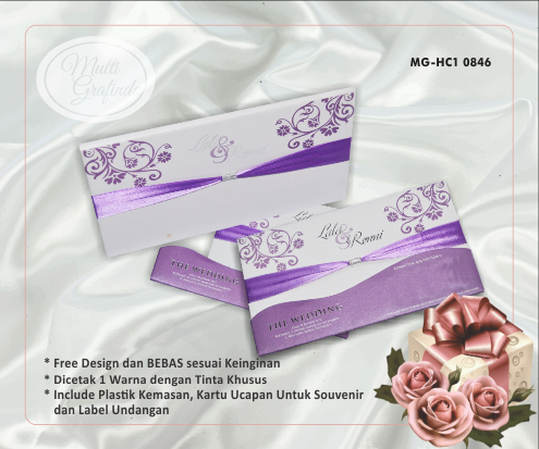 Cetak Undangan Hardcover 1 warna 22x12 cm